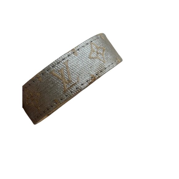Louis Vuitton Silver Monogram Adjustable Leather Bracelet With Certificate Of Au - Picture 1 of 6